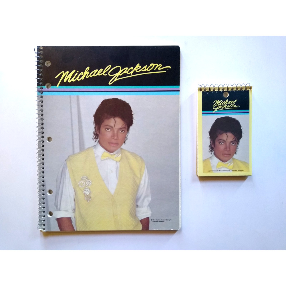Michael Jackson Vintage 1984 Spiral Notebook & Mini Memo Pad Set Unused MJ